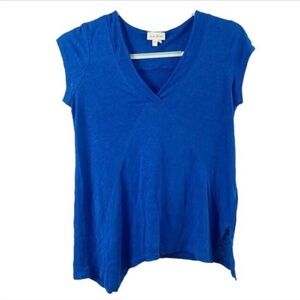 Anthropologie Meadow Rue Blue Linen Asymmetrical Top